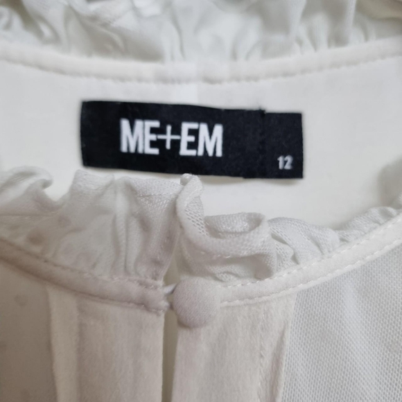 Me + em cream silk blouseUk 12Spotted chiffon sleeve. - Picture 3 of 5